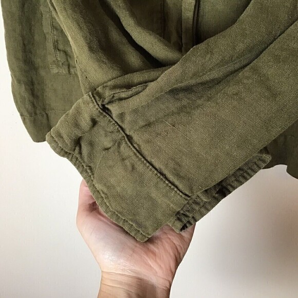 Zara Linen Shirt Jacket Size Large Full Zip Pockets - Picture 10 of 14